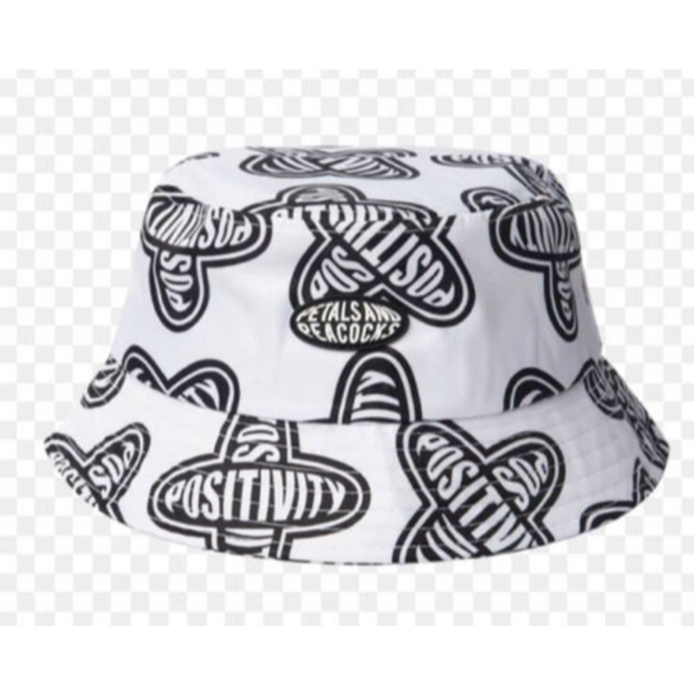 Petals Positivity Bucket Hat Black White One Size